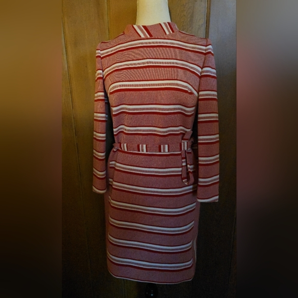Vintage Joyce Striped Red and White Women's Dress Size 11-12